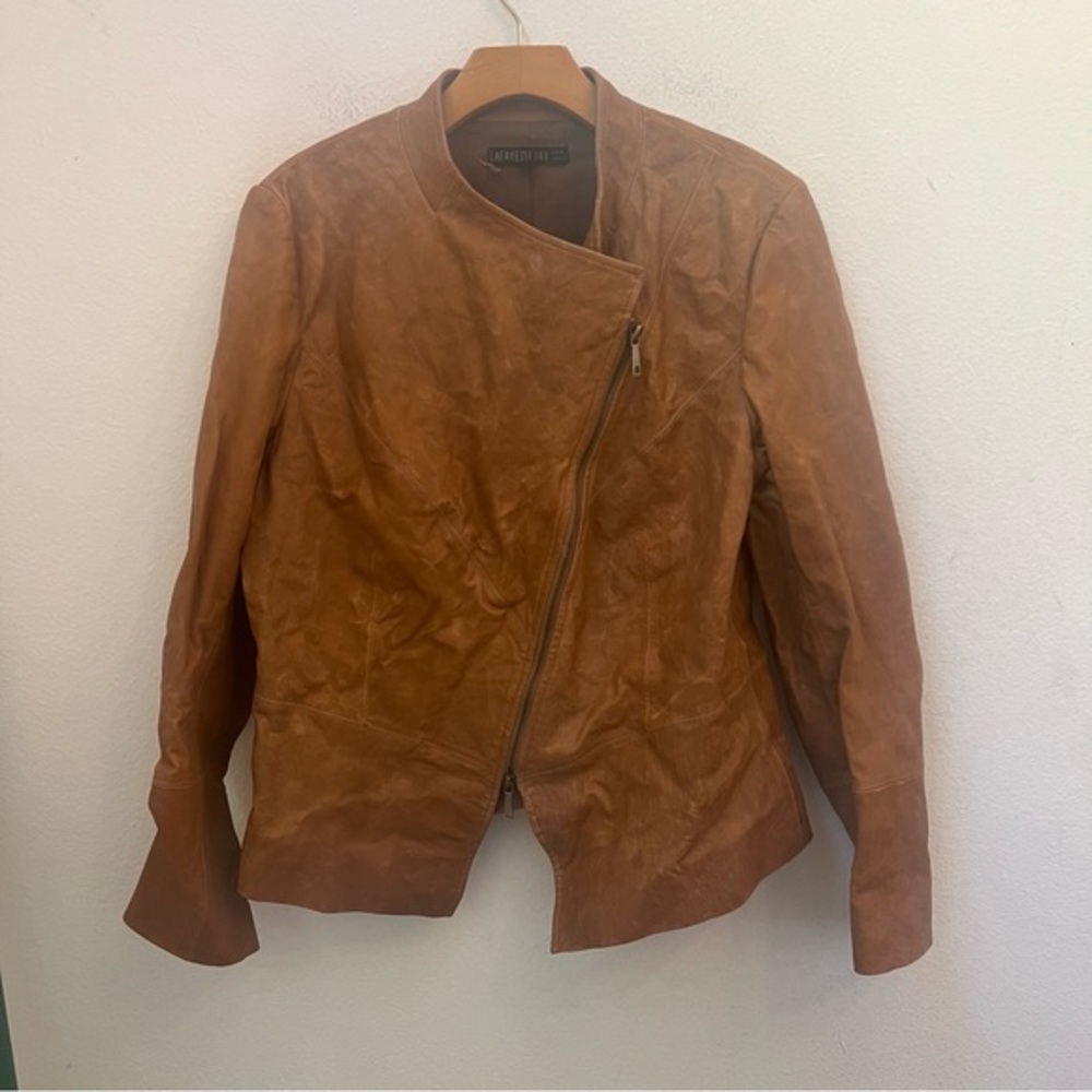 LAFAYETTE 148 NEW YORK TAN LEATHER JACKET SIZE 12 (S5)